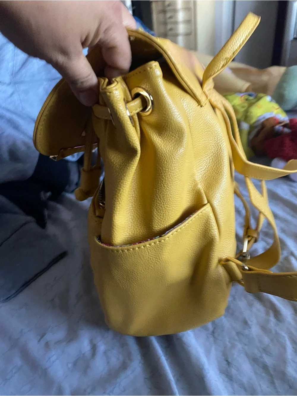 Betsey Johnson Yellow Faux-Leather Bow Accent Mini Backpack